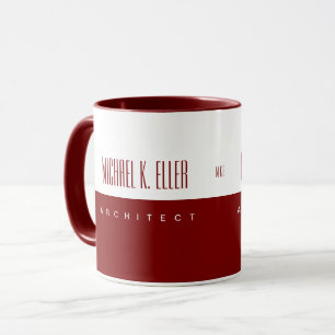 Caneca Nome do Monograma e Trabalho Moderno Vermelho Prof