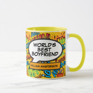 Caneca Nome do Namorado do Mundo Comic Book Divertido Ret