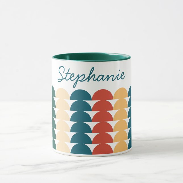 Caneca Nome do Padrão Geométrico de Forma de Meio Círculo (Centro)