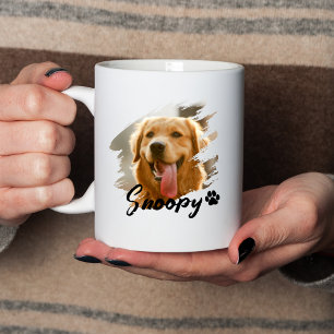 Caneca Nome e Foto de Pet com Tipografia Moderna Simples 