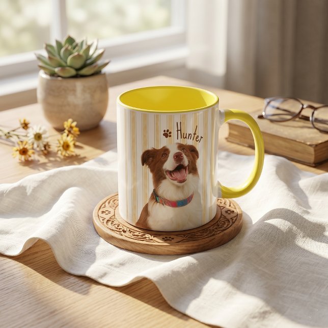 Caneca Nome e Foto Simples Modernos de Pet (Criador carregado)