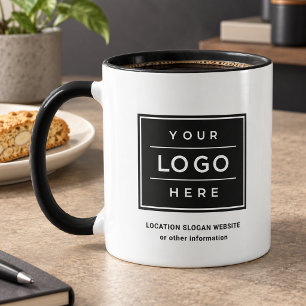 Caneca Nome e Logotipo Personalizados para Negócios Negro