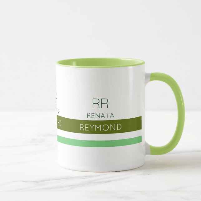Caneca nome elegante verde com faixas (Direita)