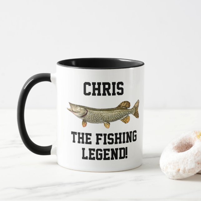 Caneca Nome Engraçado Norte De Legenda De Pesca Pike Spor (Com Donut)