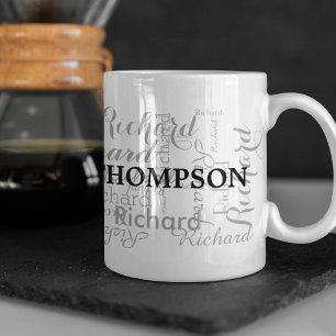 Caneca nome feito sob encomenda tipografia preta