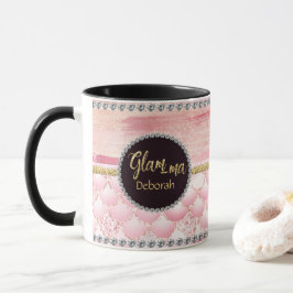 Caneca Nome Glamoroso Da Vovó Glam-mães Rosa Glitter Shel