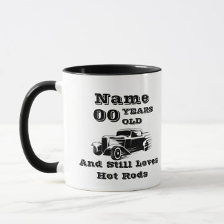 Caneca Nome Idade do Hot Rod Adicionar Personalizar Anive