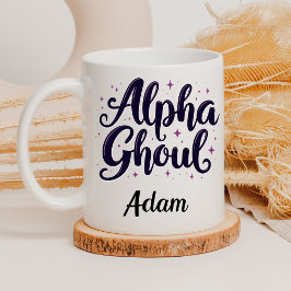 Caneca Nome legante "Alpha Ghoul" Caligrafia de Halloween