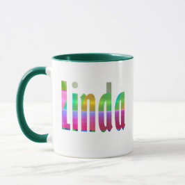 Caneca Nome "Linda" brilhante e colorido