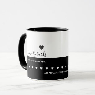 Caneca Nome manuscrito Assinatura com Amor Coração Preto