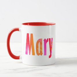 Caneca Nome "Mary", Carta Laranja Cor-de-Rosa Divertida