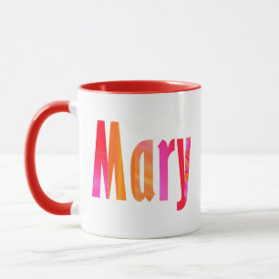 Caneca Nome "Mary", Carta Laranja Cor-de-Rosa Divertida