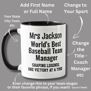 Caneca Nome, Melhor Gerente de Equipe Baseball do Mundo -