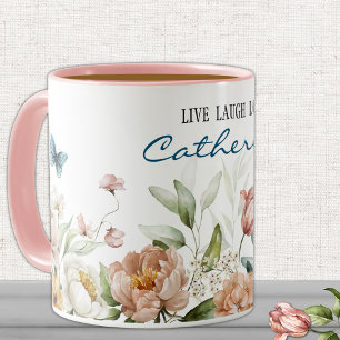 Caneca Nome no Combo Elegant Watercolor Floral 11oz