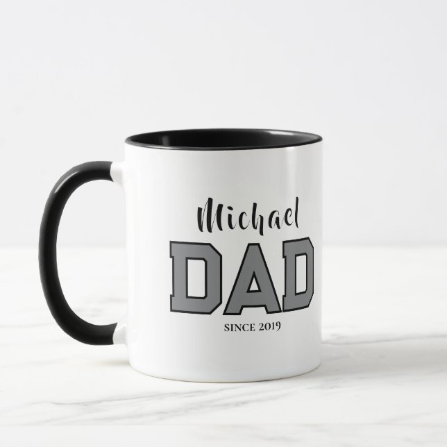 Caneca Nome Pai Desde Ano Tipografia Simples Pai  (Esquerda)