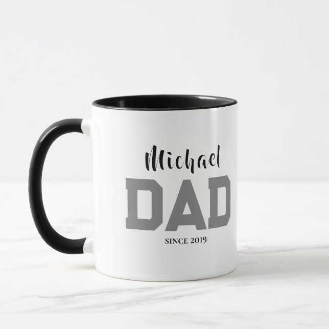 Caneca Nome Pai Desde Ano Tipografia Simples Pai  (Esquerda)