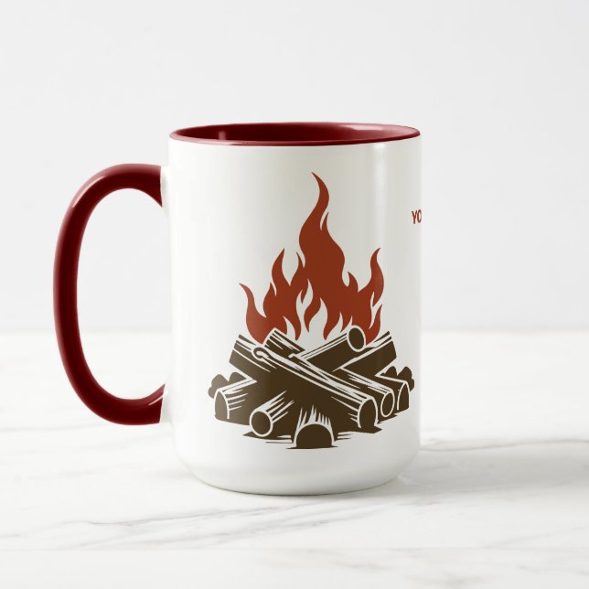 Caneca Nome Personalizado & Acampamento de Texto (Esquerda)