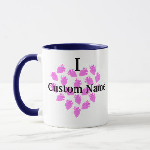 Caneca Nome Personalizado Amor Coração de Morango Rosa