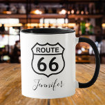 Caneca Nome Personalizado Assinatura Rota 66 Café<br><div class="desc">Personalize este design e crie a sua caneca 66 personalizada. Você pode TRANSFERIR este DESIGN em outros produtos do Zazzle e ajustá-lo ao ajustado da maioria dos itens do Zazzle. Você também pode clicar no botão PERSONALIZAR para adicionar, excluir ou alterar detalhes como cor de fundo, texto, fonte ou alguns...</div>