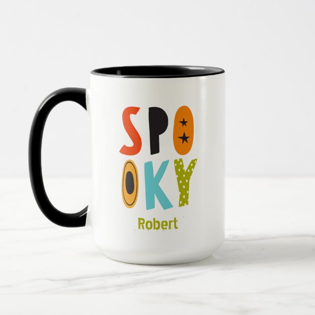 Caneca Nome personalizado assustador de Halloween (Esquerda)