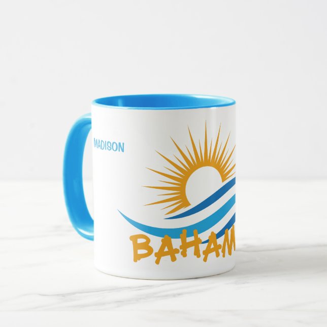 Caneca Nome personalizado Bahamas (Frente Esquerda)