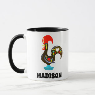 Caneca Nome Personalizado Barcelos Português Rooster Pret