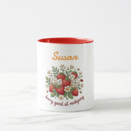 Caneca Nome Personalizado Berry Good at Mahjong Retro 