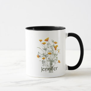 Caneca Nome personalizado California Poppy Wild Flower Ar