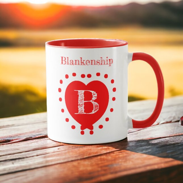Caneca Nome Personalizado Coração Vermelho Bolinhas Inici (Indoors or outdoors enjoy your favorite beverage in this two sided custom designed ceramic mug. )