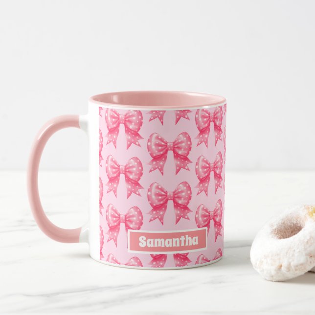 Caneca Nome Personalizado da Faixa de Opções do Bolinhas  (Com Donut)
