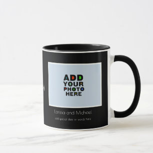 Caneca nome personalizado, data e foto branco&preto