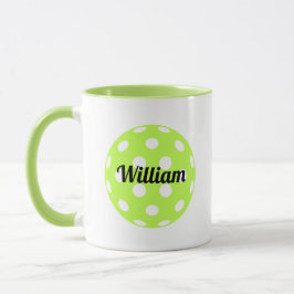 Caneca Nome Personalizado de Bola de Picleball Verde
