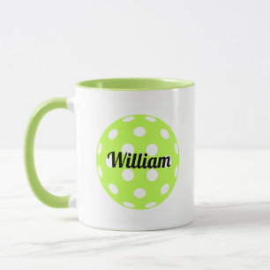 Caneca Nome Personalizado de Bola de Picleball Verde
