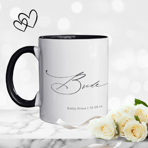 Caneca Nome Personalizado de Casamento de Script Elegante