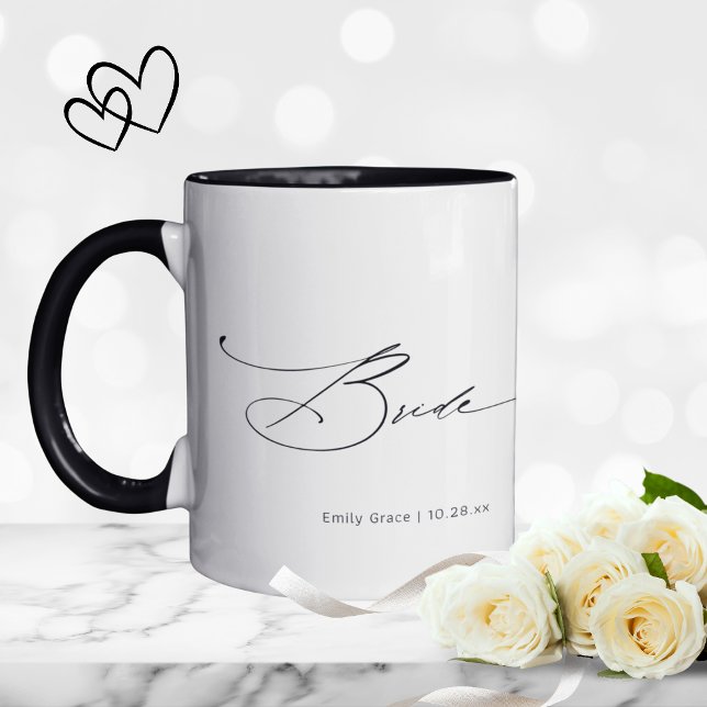 Caneca Nome Personalizado de Casamento de Script Elegante (Criador carregado)