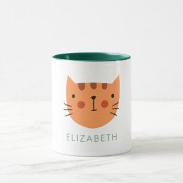 Caneca Nome Personalizado de Cubo de Gato Laranja