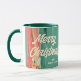 Caneca Nome Personalizado de Feliz Natal Moderno da abstr