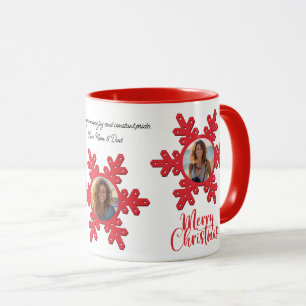 Caneca Nome Personalizado de Foto da Família Feliz Natal