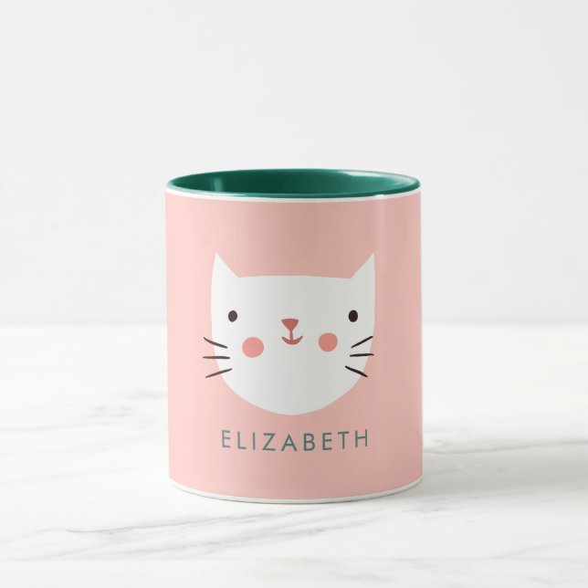 Caneca Nome Personalizado de Gato Branco (Centro)