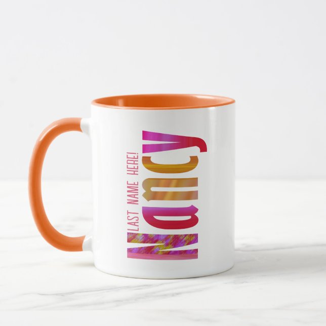 Caneca Nome personalizado de "Nancy" em cor-de-rosa verme (Esquerda)