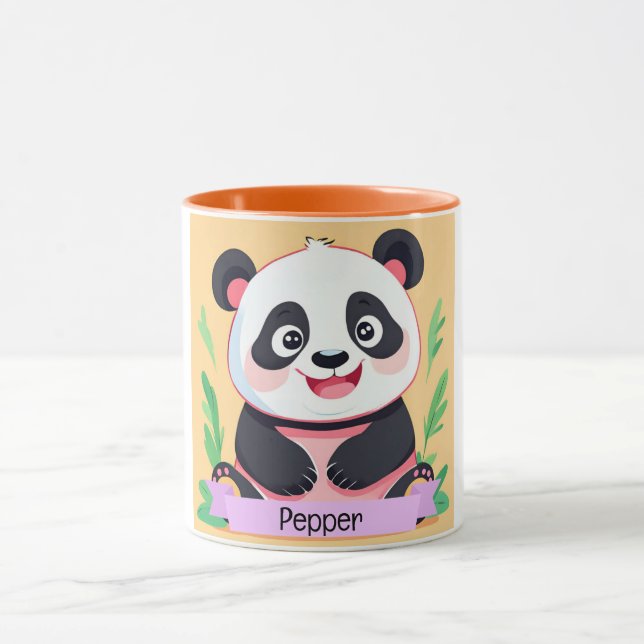 Caneca Nome Personalizado de Panda de Bebê (Centro)