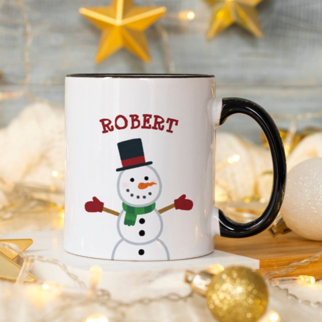 Caneca Nome Personalizado de Snowman de Natal Mug (Criador carregado)