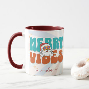 Caneca Nome Personalizado de Vibes de Feliz Ameaçadas da
