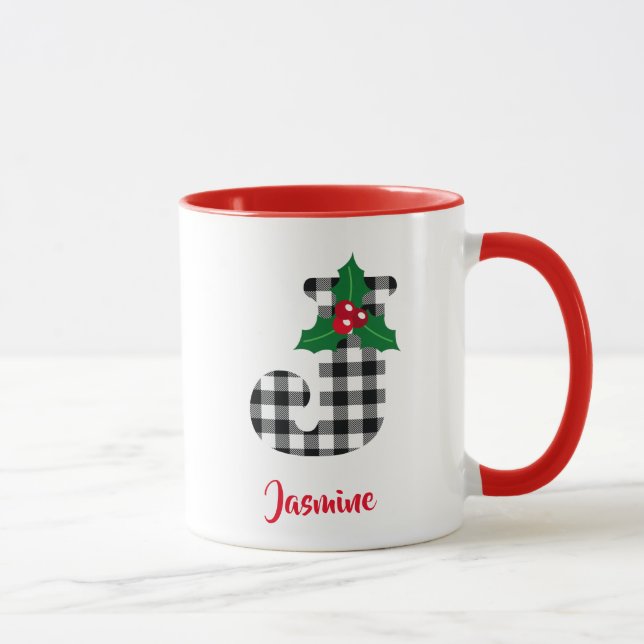 Caneca Nome Personalizado do crio Inicial J Mug Natal (Direita)