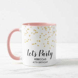 Caneca Nome Personalizado do Faux Foil Confetti Dourado d