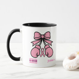 Caneca Nome Personalizado do Guerreiro do Cancer de Mama