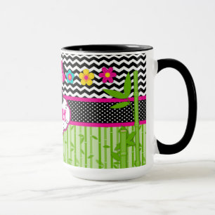 Caneca Nome Personalizado do Monograma do Urso Panda Infa