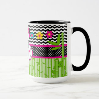 Caneca Nome Personalizado do Monograma do Urso Panda Infa