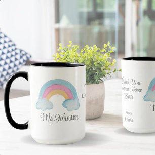 Caneca Nome Personalizado do Professor Rainbow Gift Perso