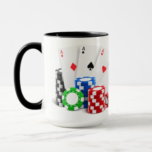 Caneca Nome Personalizado e Poker de Texto / Casino (Esquerda)